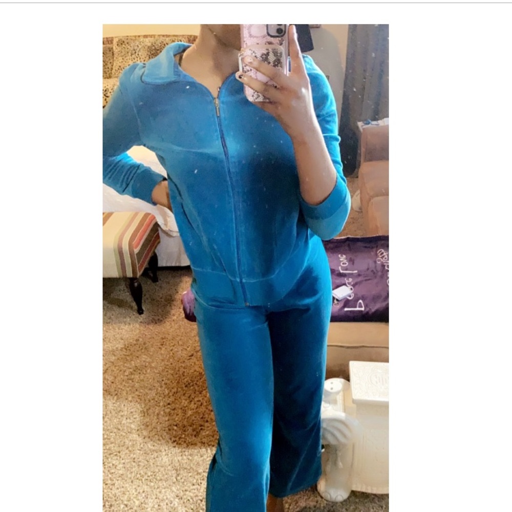 blue velour tracksuit